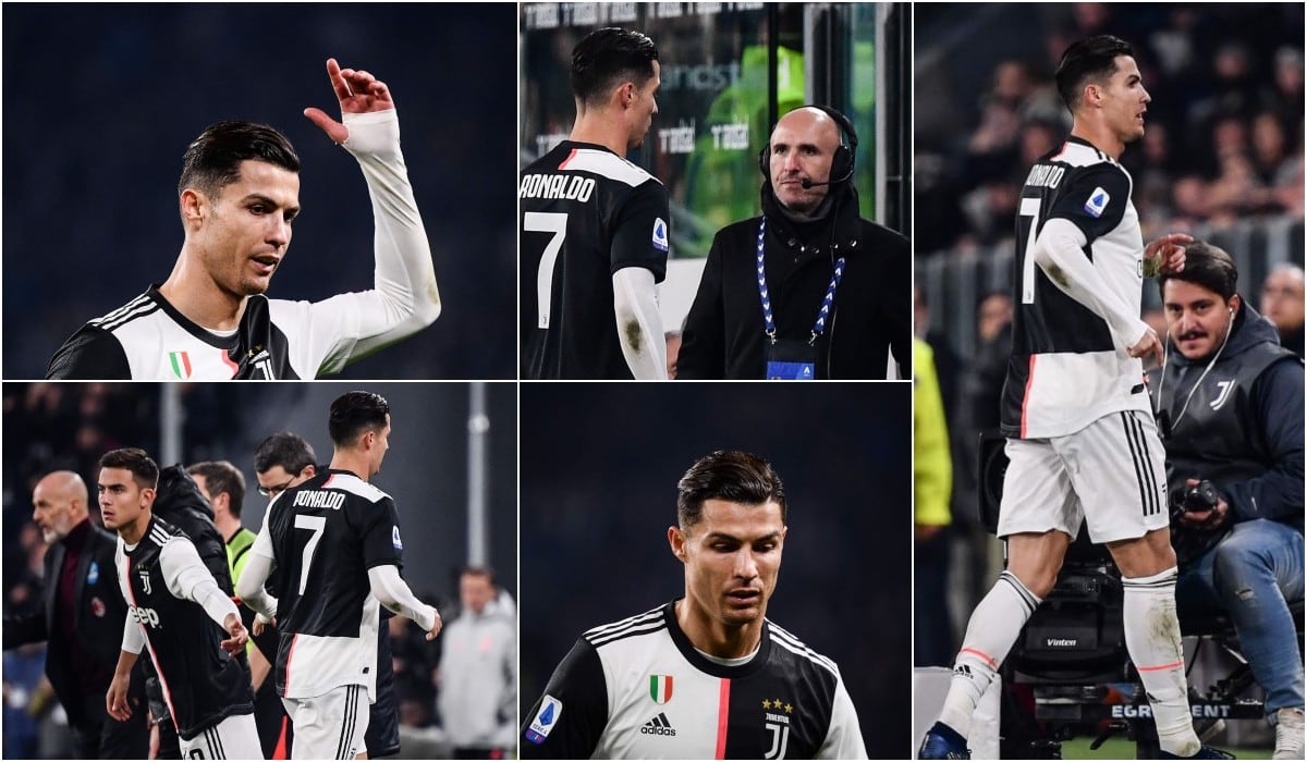 Cristiano Ronaldo enojado al ser cambiado, hace terrible desplante a su técnico y compañeros de Juventus