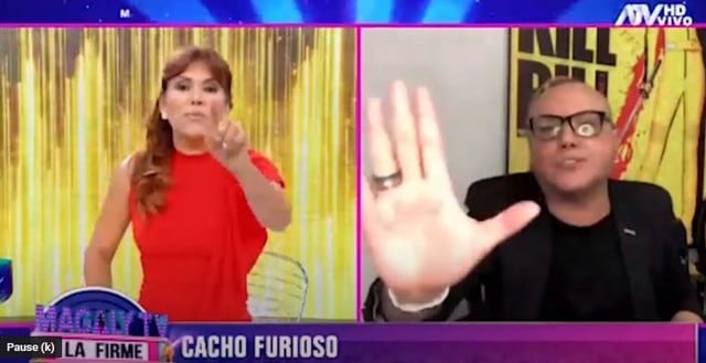 Magaly Medina: Carlos Cacho la toma por sorpresa y promociona entrevista con Gisela Valcárcel