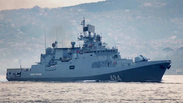 La fragata rusa Admiral Grigorovich fue trasladada a la costa de Siria. foto: Reuters Yoruk Isik