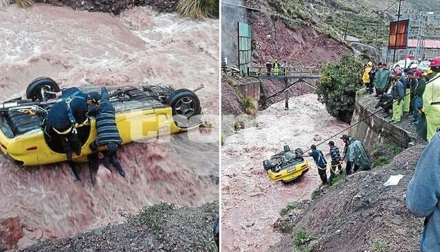 Auto cae a río Rímac a la altura de Casapalca y mueren pareja de abuelos y sus dos nietas