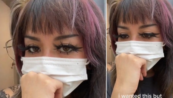 En esta imagen se aprecia a la joven que pidió que le tatuaran telas de araña y no quedó contenta con el resultado. (Foto: @ashleeyking / TikTok)