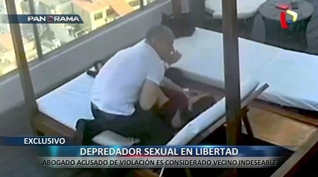 Abogado Adolfo Bazán es nuevamente captado intentando abusar sexualmente de otra jovencita en terraza de edificio.