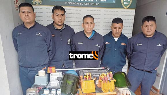 ‘Los Eléctricos del Sur’ fueron capturados por Policías del Depincri El Agustino. (Foto. Trome)