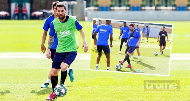 Lionel Messi reapareció en los entrenamientos a dos días de la Champions