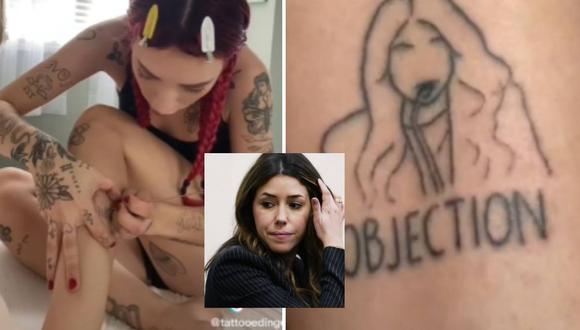 Tatuadora canadiense decidió dibujarse el rostro de Camille Vasquez, abogada de Johnny Depp y explicó el motivo en TikTok. | Foto:  tattooedingenue / AFP