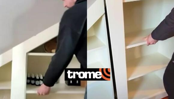 Una familia de Estados Unidos descubrió una puerta que llevaba a un ambiente secreto en una de las habitaciones de su nueva casa. | Crédito: Inside Edition / YouTube