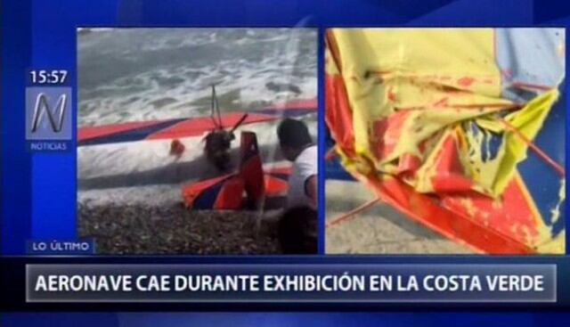 Una aeronave cayó durante el primer Festival Aerodeportivo en el Perú. (Fotos: Captura Canal N)