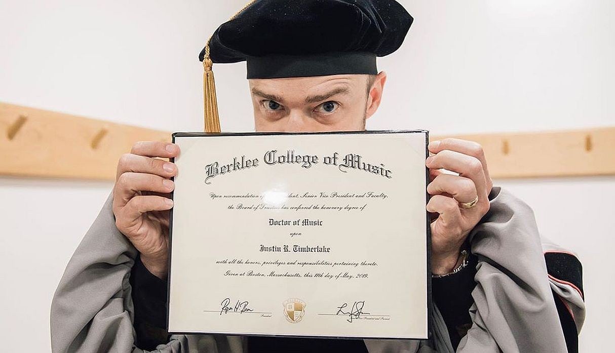 Justin Timberlake recibió un doctorado honorario del Colegio de Música de Berklee. (Foto: AFP)