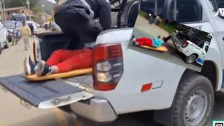 La Libertad: Mujer herida cae de camioneta de serenazgo con todo y camilla mientras era auxiliada | VIDEO