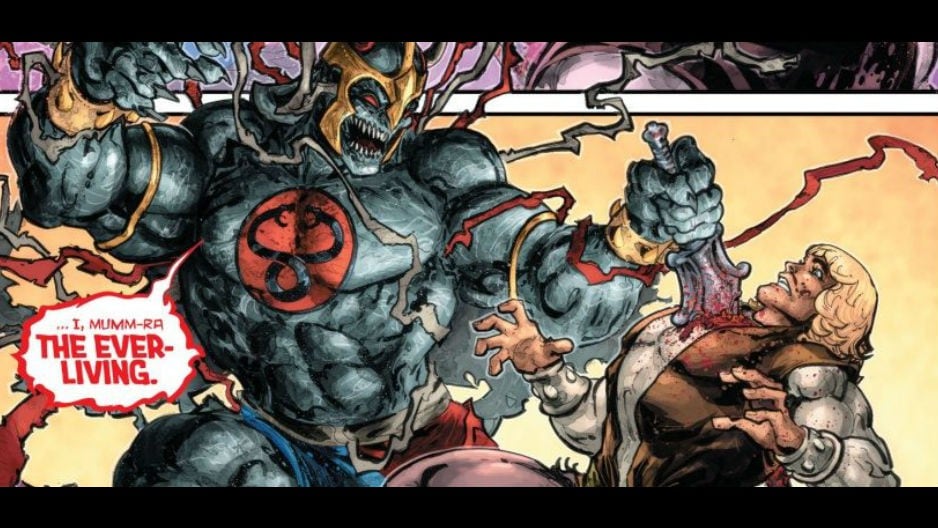 Mumm-Ra mata a He-Man en crossover de DC Comics.