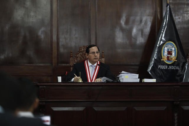 El juez Hugo Núñez Julca dirigió la audiencia de control de acusación contra Kenji Fujimori y otros tres investigados. (Foto: Leandro Britto / GEC)