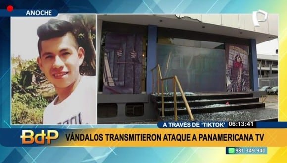Panamericana TV sufrió el ataque de sus instalaciones ubicada en la Av. Arequipa. (Captura: BDP)