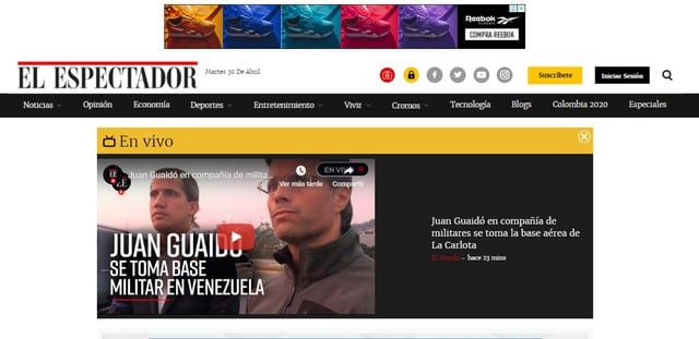 El Espactador de Colombia contó mediante videos la liberación de Leopoldo López en Caracas. (Foto: El Espectador)