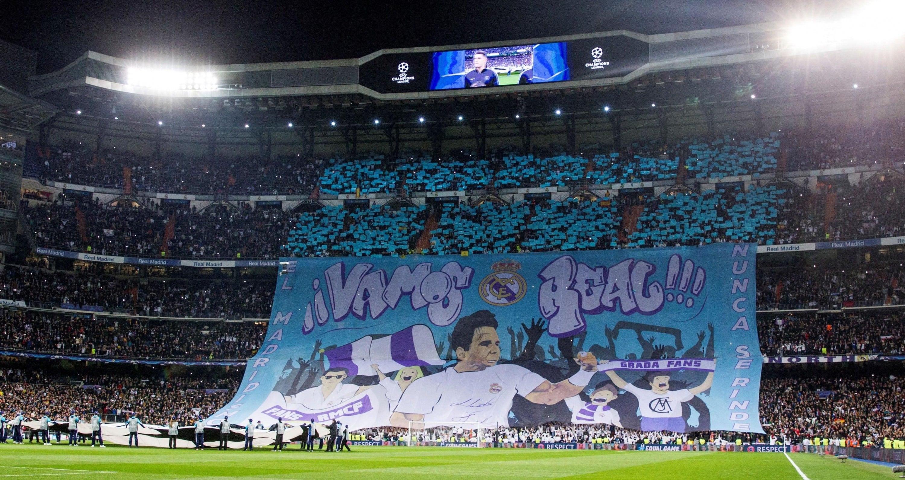 Real Madrid vs PSG: La enorme bandelora dedicada a Rafael Nadal en el Bernabéu