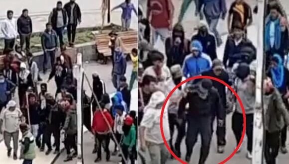 Peruanos contra peruanos. Policía es amarrado el cuello y paseado sin ninguna piedad. (Captura Canal N)