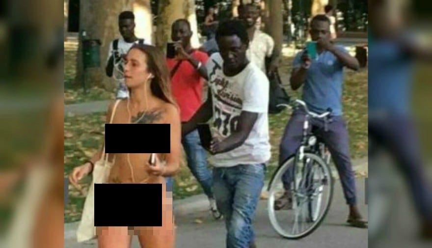 Joven camina desnuda por parque italiano muy concurrido por inmigrantes. Foto: Captura de pantalla de YouTube.