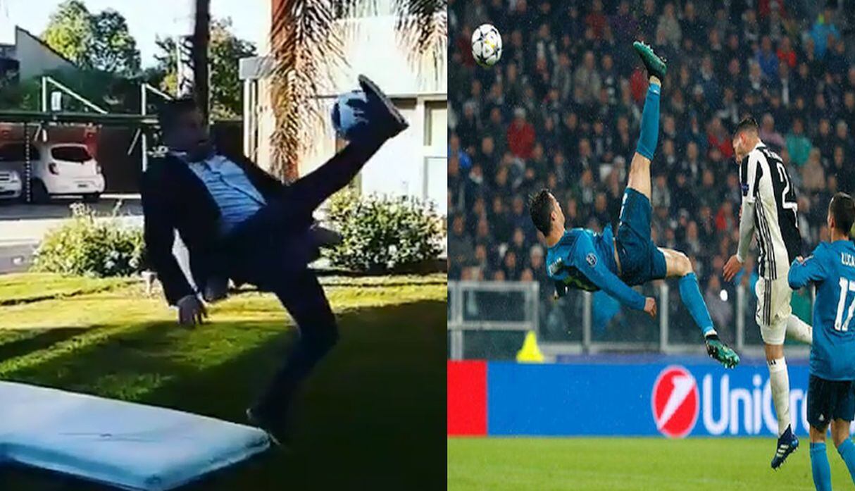 Quiso emular a Cristiano Ronaldo, y terminó fracturado. (Fotos: Agencias/Instagram)