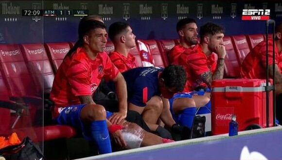 Luis Suárez y su rodilla en el Atlético de Madrid vs. Villarreal. (Captura: ESPN)
