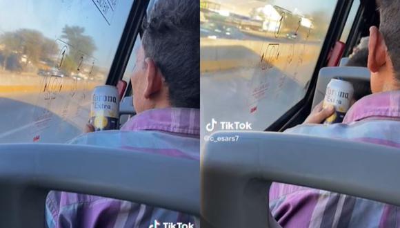 El sujeto no tuvo vergüenza alguna al recitar el amor que sentía por su lata al lado de todos los pasajeros. (Foto:@c_esars7/TikTok)