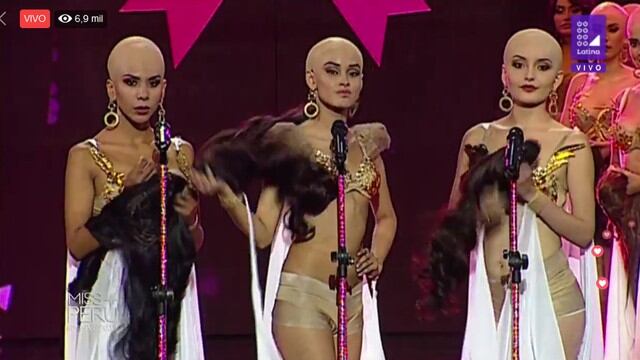 Las candidatas a Miss Perú dieron un poderoso mensaje contra el cáncer de mama y rindieron homenaje a aquellas mujeres que padecen esta enfermedad. (Fotos: Captura de Tv)