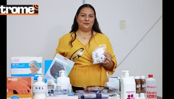 Nandy Guerreo vende productos para protegerse del coronavirus. (Foto: Trome)