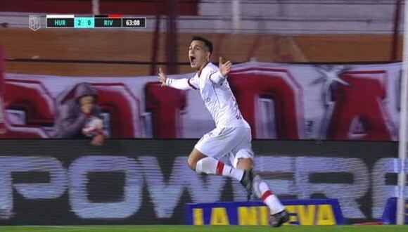 Gol de Franco Cristaldo para el 2-0 de Huracán vs. River Plate. (Captura: ESPN)