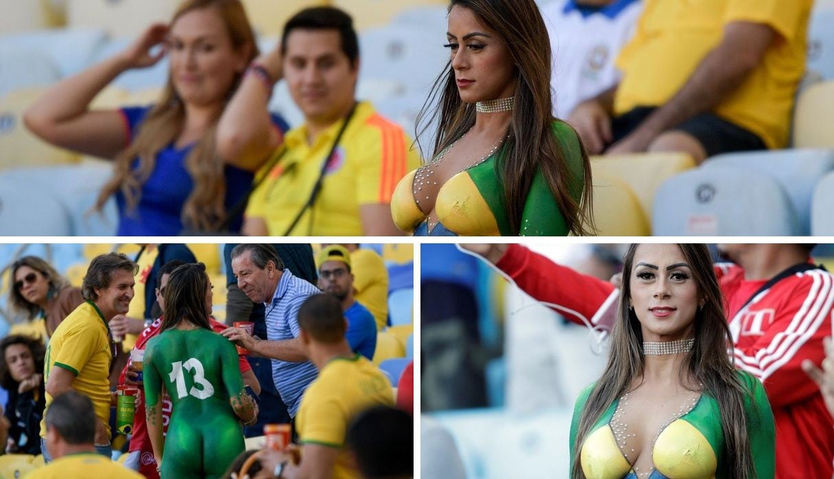 Mujer con el cuerpo pintado llamó la atención de todos en el Maracaná previo al Perú vs. Brasil