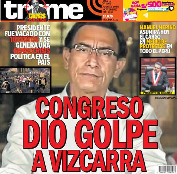 Portada: Congreso dio golpe a Vizcarra
