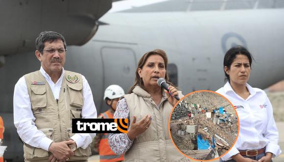 Dina Boluarte llegó a Arequipa llevando ayuda humanitaria para damnificados de huaicos.