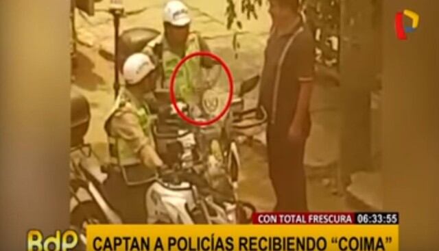 Dos policías recibieron 'coima', en La Victoria.(Capturas: Buenos Días, Perú)
