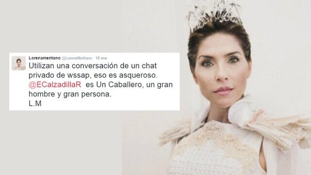 Lorena Meritano usó su cuenta de Twitter para pedir que terminen las críticas contra Ernesto Calzadilla. Composición: Trome