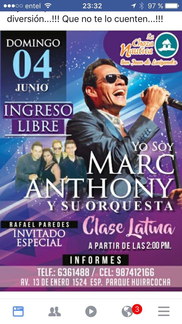 El concierto tendrá lugar el domingo 4 de junio desde las 2:00 p.m. en La Choza Náutica de San Juan de Lurigancho.