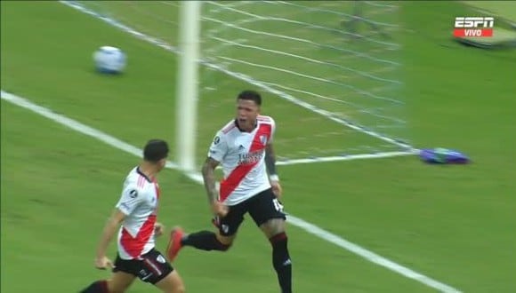 Gol de Enzo Fernández para el 1-1 en River Plate vs. Fortaleza. (Captura: ESPN)