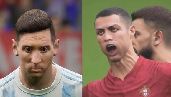 Lionel Messi y Cristiano Ronaldo diseñados para eFootball 2022. | Foto: Konami
