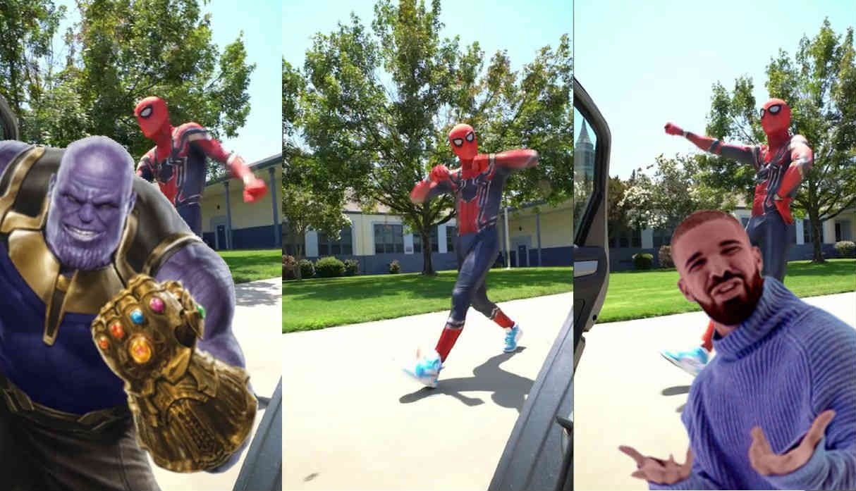 Spider-Man sorprende hasta al mismo Thanos con su versión del 'Kiki Challenge' pero...