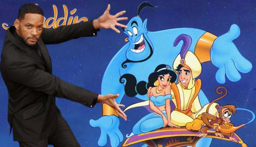 Will Smith presentó al reparto de Aladino.