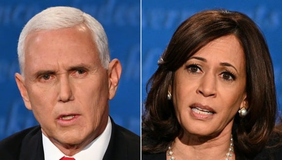 Mike Pence y Kamala Harris participaron de único debate en  Salt Lake City, Utah. (Foto: Robyn Beck, Eric BARADAT / AFP)