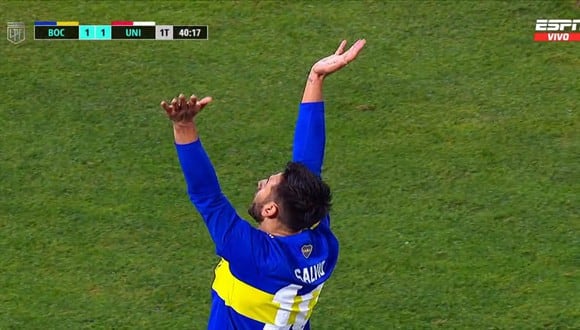 Eduardo Salvio anotó el empate de Boca Juniors vs Unión Santa Fe. (Foto: Captura ESPN)