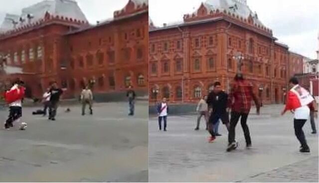 Hinchas llegaron a Rusia y jugaron una 'pichanga' en plena Plaza Roja de Moscú