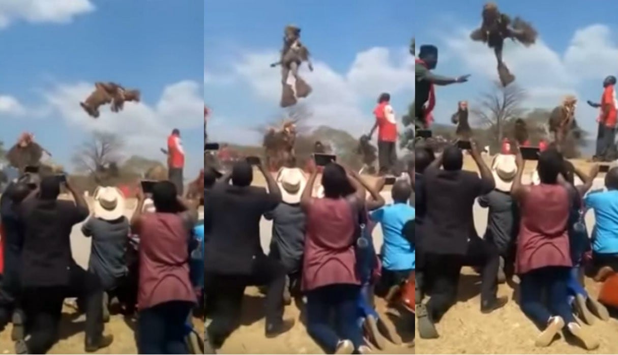 Captan cómo hombre 'flota en el aire' durante 'ritual' de magia negra en África