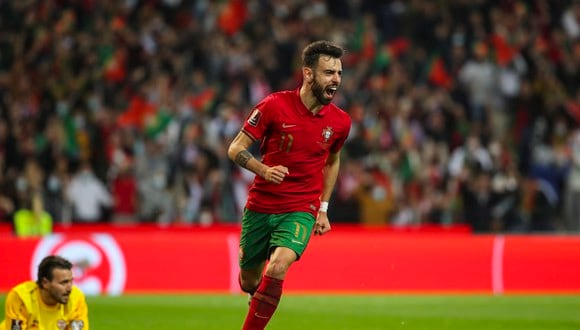 Bruno Fernandes marcó el 2-0 de Portugal vs. Macedonia del Norte. (Foto: EFE)