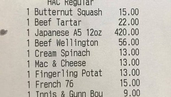 El susto que se llevó un hombre al recibir la cuenta en un restaurante: había leído mal el menú. (Foto: Reddit)