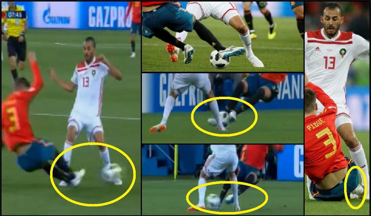 Gerard Piqué: Brutal patada que casi rompe a rival y ni siquiera se cobró falta en el España vs Marruecos