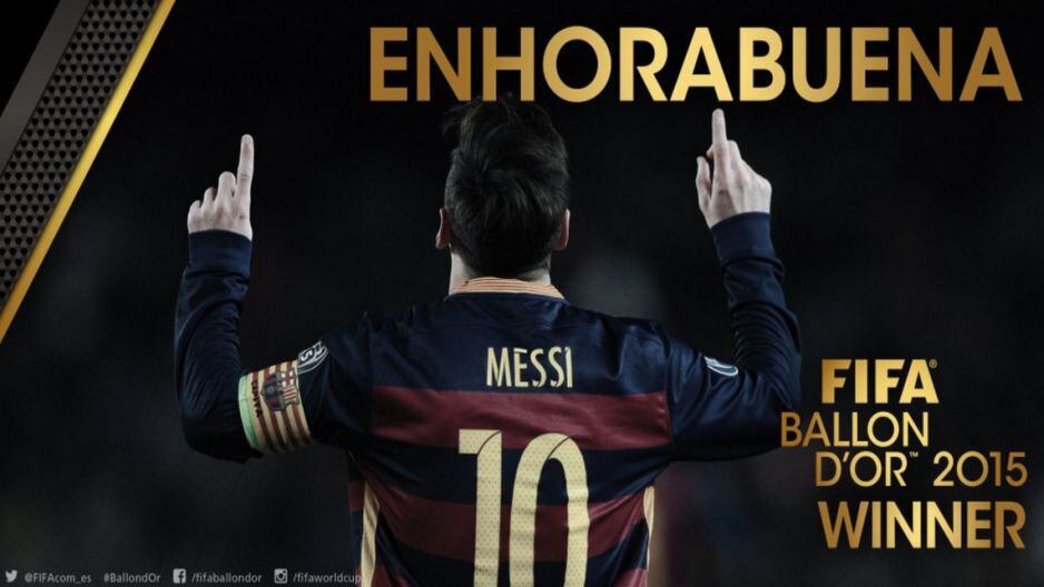 Lionel Messi ganó su quinto Balón de Oro al mejor jugador del año. (Foto: Agencias/Twitter/FIFA.com)