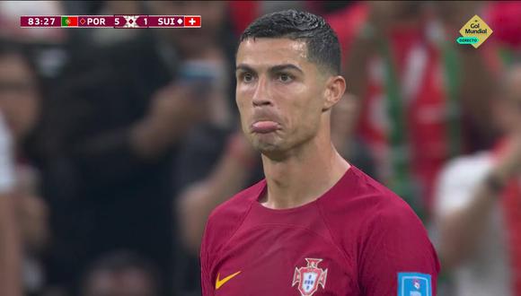 Cristiano Ronaldo sufrió por la anulación de un gol en el Portugal vs. Suiza. (Foto: Captura)