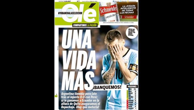 La prensa argentina criticó duramente a su selección por estar a borde de la eliminación.