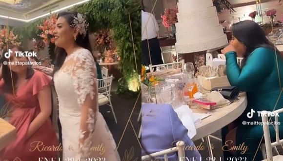 La invitada no tuvo reparos en guardar la caja de dulces delante de la propia novia. (Foto: @maittepalacios/TikTok)