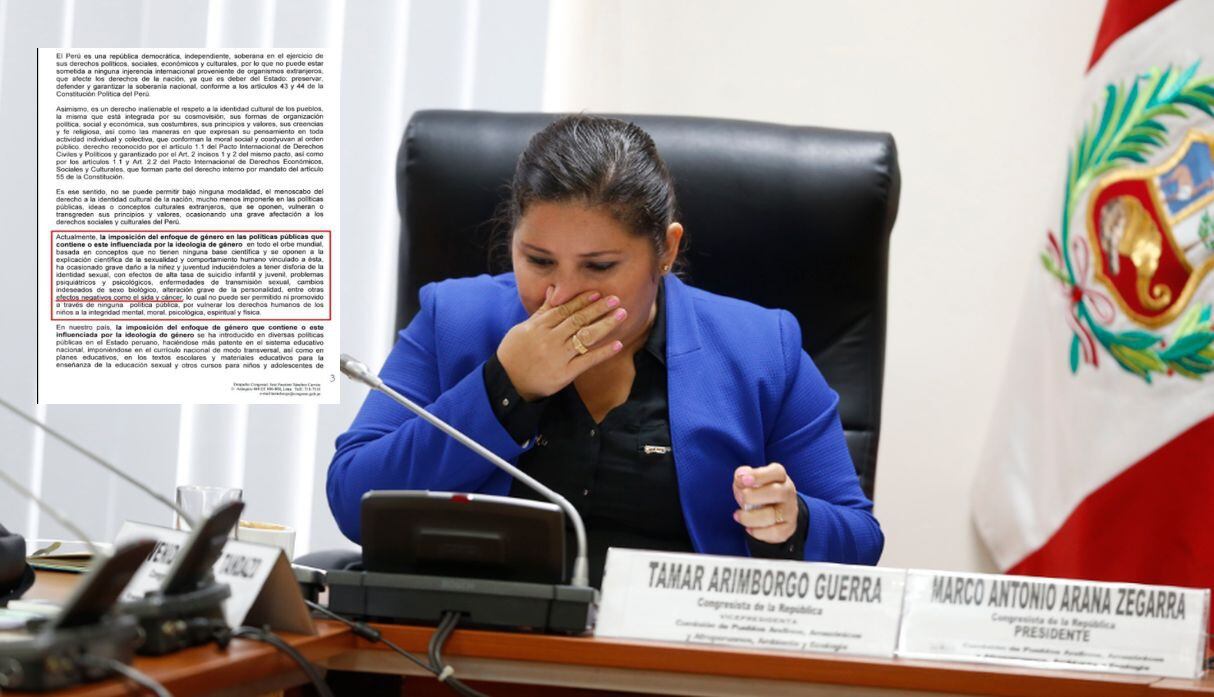 Tamar Arimborgo, congresista de Fuerza Popular, aseguró en un proyecto de ley que el enfoque de género causa "cáncer". (Fotos: GEC/Congreso de la República)