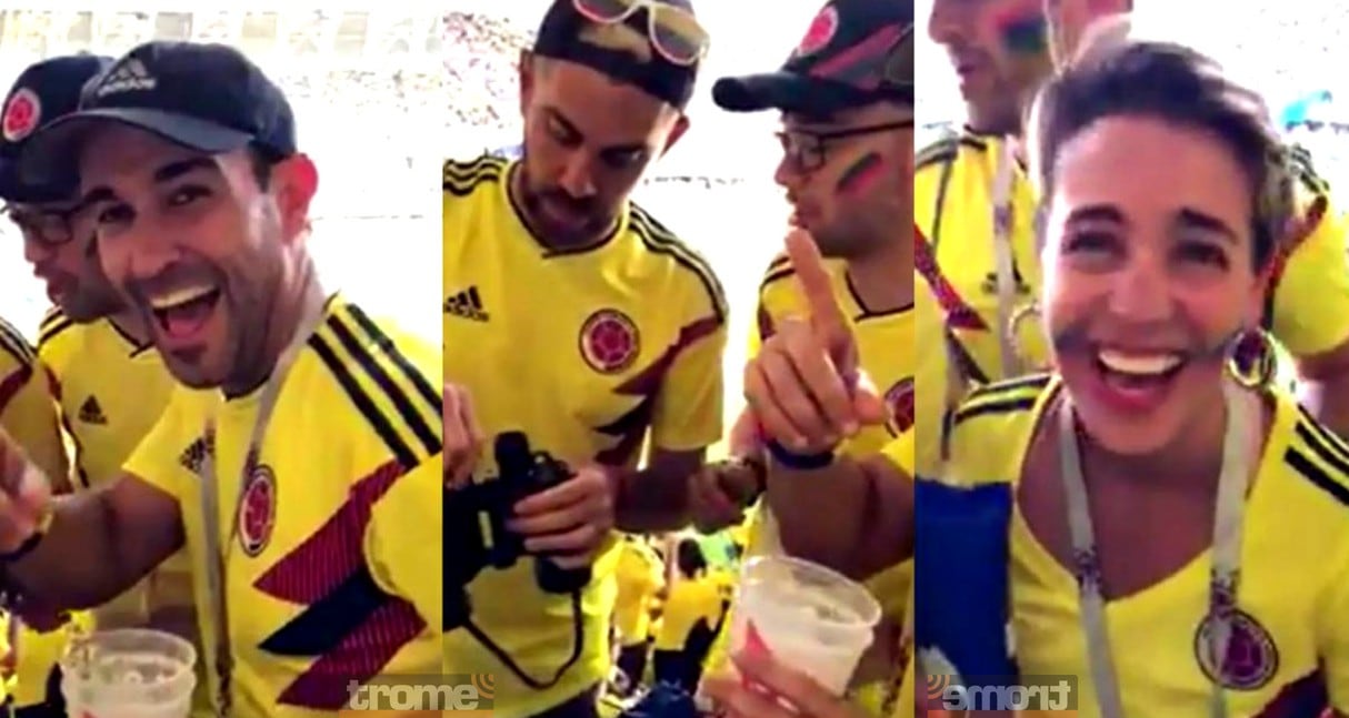 Hinchas colombianos sorprendieron a seguridad en estadio de Mordovia metiendo alcohol en las tribunas