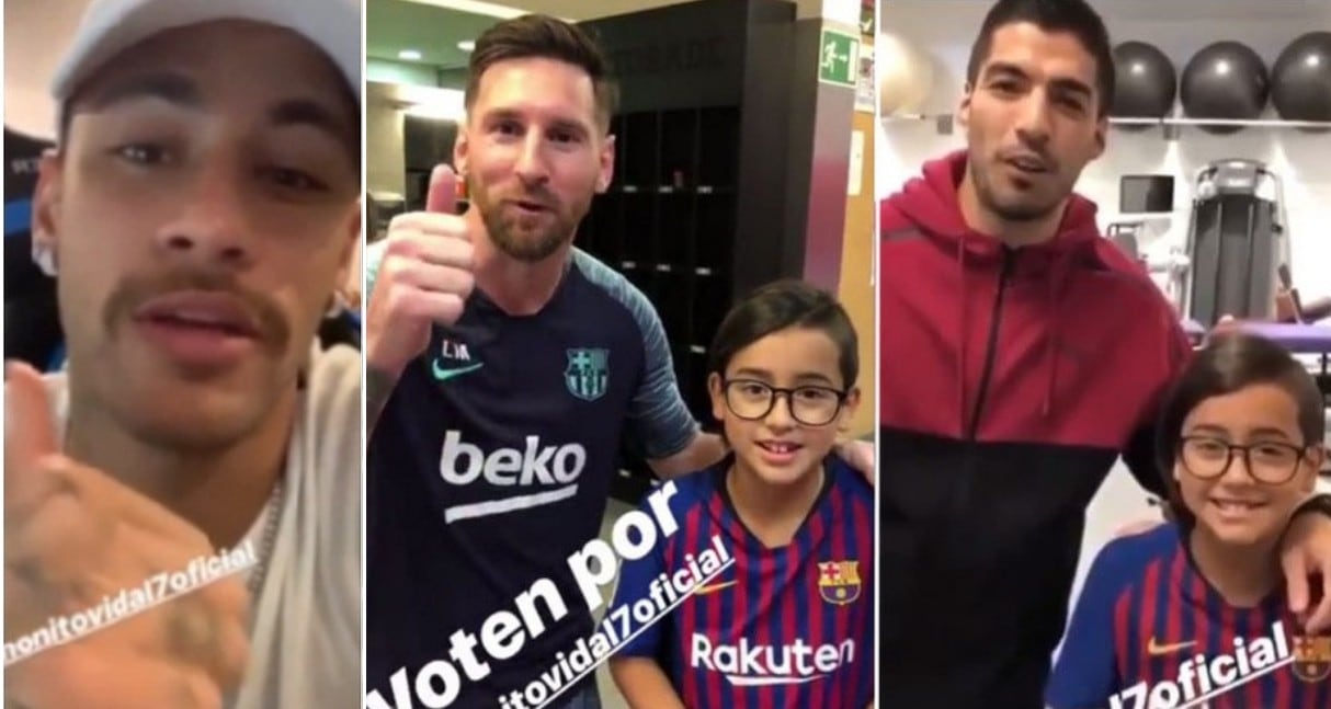 Lionel Messi y Neymar apoyan a hijo de Arturo Vidal